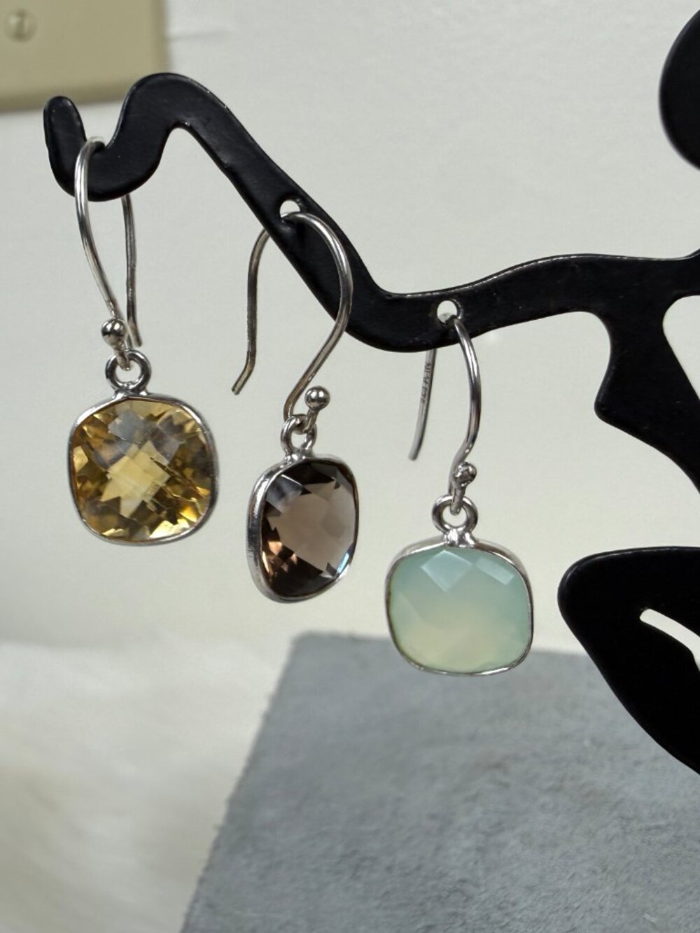 Six Sterling Silver Gemstone Pierced Earrings - Mismatched JTV - Picture 2 of 6